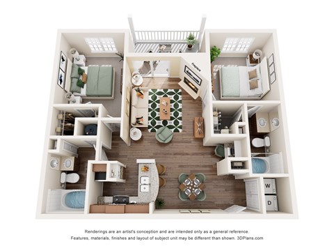 B2 Floor Plan at Rose Heights Apartments, North Carolina, 27613